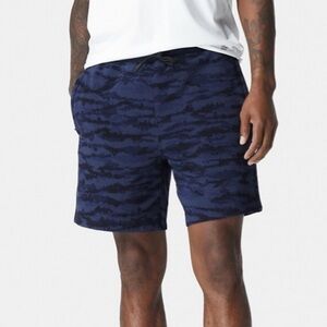 Fabletics The Courtside Blue Camouflage Drawstring Sweat Shorts size Large